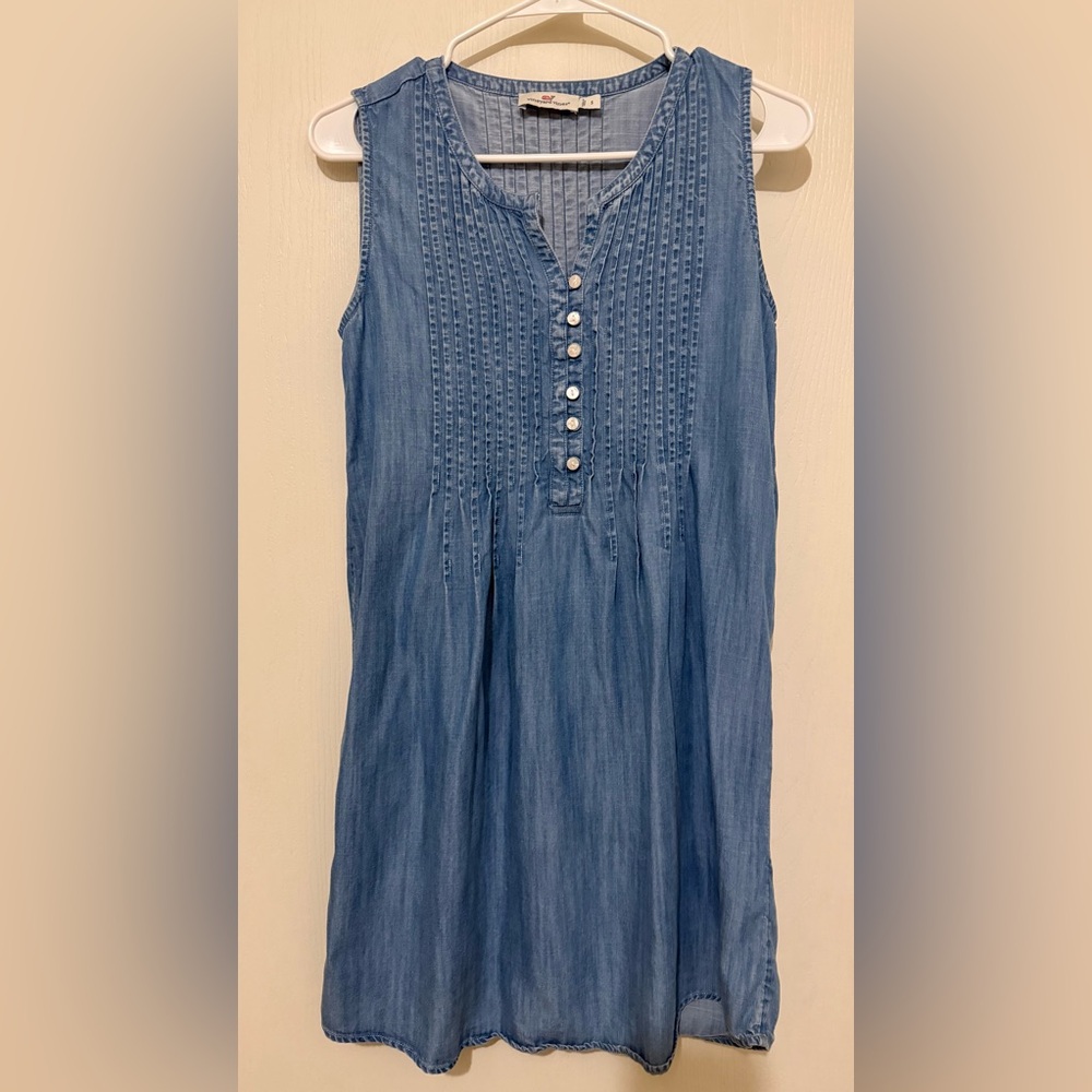 Vineyard Vines Chambray Pintuck Dress Size S